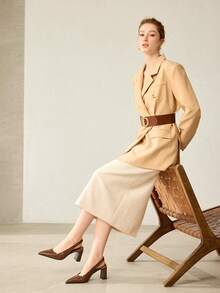 MOTF ZAPATOS DE MUJER CON TACÓN GRUESO Y PUNTA CERRADA - Café integral - Ver 3