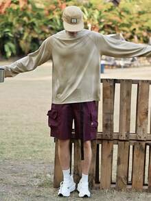 DAZY Men's Tie-Dye Fabric Embroidered T-Shirt, Spring/Summer Long Sleeve Tops Women - Army Green - View 5