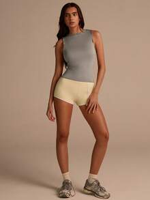Fluxe Camiseta de tirantes ajustada de cuello redondo de unicolor para mujer,Gris,Verano,Escapada urbana,Atuendos de vacaciones de verano,Ropa de vacaciones en la playa,Conjuntos de entrenamiento de primavera para fiestas - Gris - Ver 9