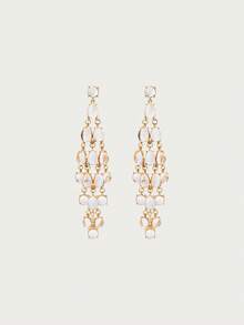 Glisma 女士耳环，高级/复古/优雅，性感/怀旧，适合妈妈/女士/女孩/母亲，夏季/海滩/舞会/派对，多层/宝石/串珠/水晶 - 無色 - 查看 2