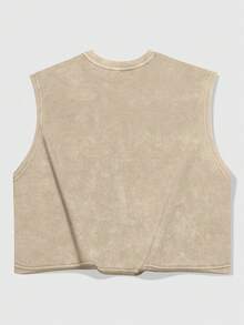 ROMWE MEN Street Life Men's Casual Loose Snowflake Print Sleeveless Tank Top, Summer - Apricot - View 2