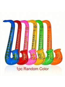 80s & 90s Party Decorations Birthday Carnival Party Gifts Inflatable Rock Star Party Instrument Set, 6-Pack Inflatable Party Props - 6 Random Color Inflatable Saxophones - Multicolor - View 9