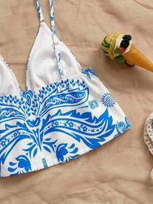 Soleia Women's Casual Printed Camisole & Shorts 2 Pieces Set, Summer - Baby Blue - View 5