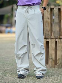 DAZY Pantalones casuales plisados de color albaricoque para hombres, primavera y verano - Albaricoque - Ver 1