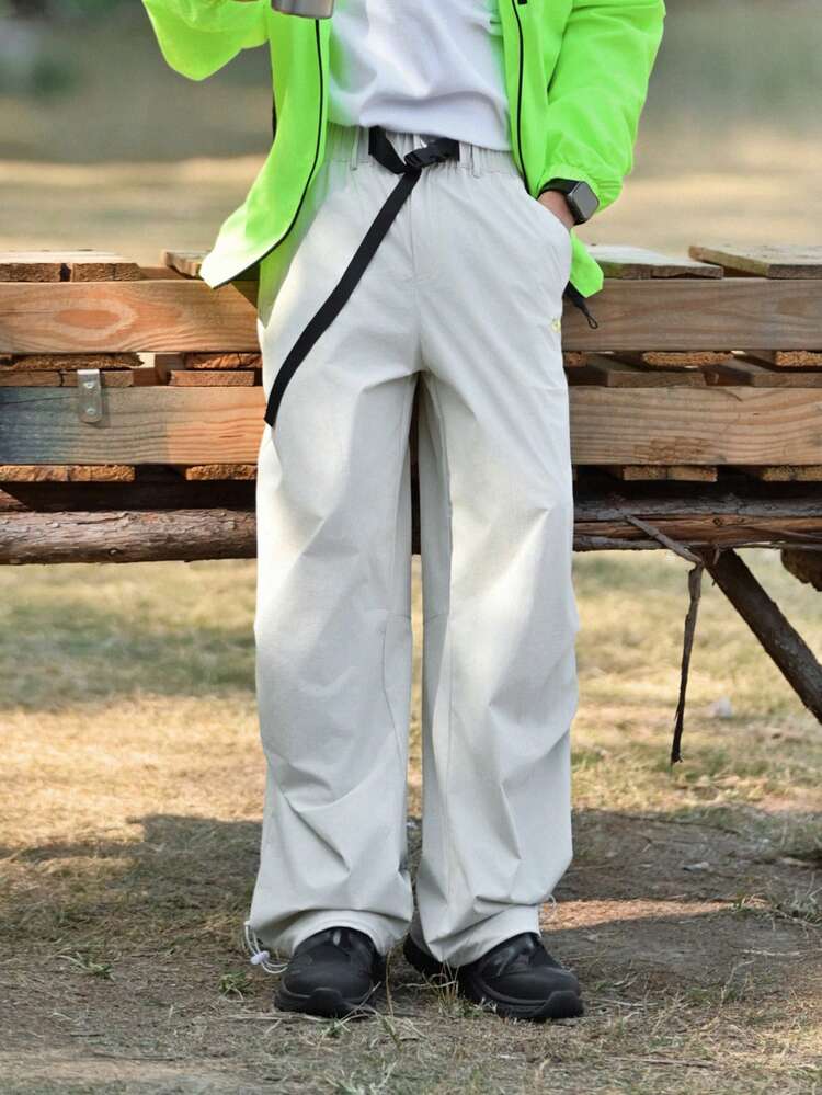 Beige Outdoor Cargo Pants For Men, Spring