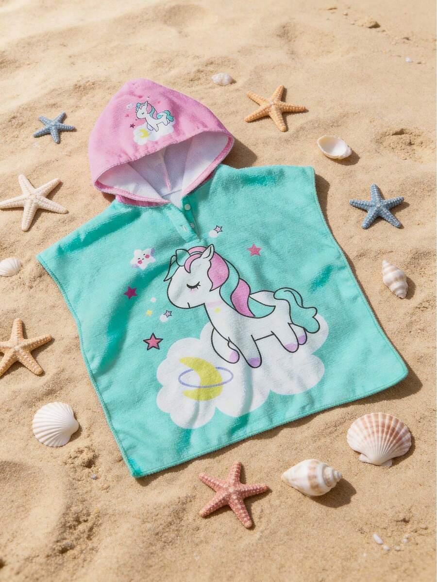 Girls' Swimsuit Cover-Up, Cute Mint Green Unicorn Knitted Sleeveless Casual Fashionable Elegant Suitable For Swimming, Summer Vacation, Beach, Pool - Green - View 1