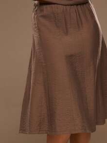 MUSERA Linen Low Rise Floaty Midaxi Skirt Spring Summer Vacation Beach Elegant Ibiza Festival Holiday Tajine - Brown - View 5