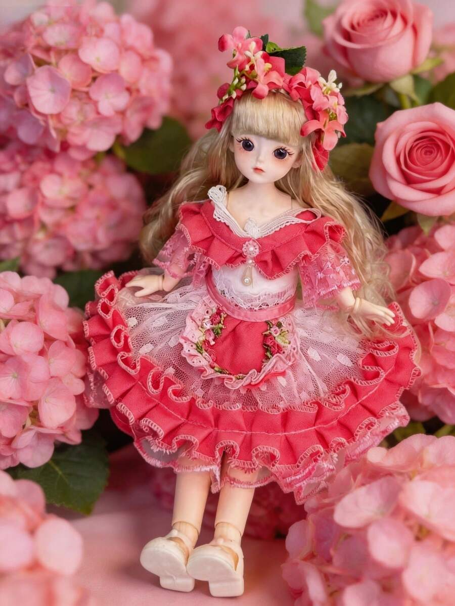 POKOJA LAND POKOJA LAND 1个30厘米乙烯基娃娃玩具洛丽塔时尚衣橱套装，可更换服装，粉色、蓝色、白色，可爱服装收藏，装扮游戏礼物，适合女孩、青少年生日派对拍照道具（非毛绒填充） - 彩色 - 查看 1