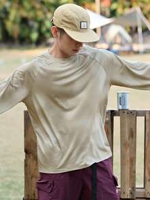 DAZY Men's Tie-Dye Fabric Embroidered T-Shirt, Spring/Summer Long Sleeve Tops Women - Army Green - View 3