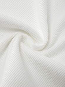 Franclia 女士休闲时尚简约百搭撞色罗纹腰抽绳短款上衣，春夏女士白色单肩上衣，性感白色上衣，黑白拼色上衣，女士白色上衣 - 米色 - 查看 5