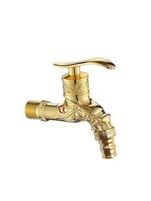 1 件装经典复古欧式冷水壁挂式水龙头，不锈钢材质，完美适用于厨房水槽、洗衣机、户外花园和浴室配件 - 金色 - 查看 9