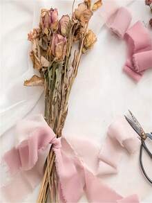 1/2/3 Rolos de Fita de Chiffon Feita à Mão com Borlas e Bordas Desfiadadas, Adequada para Convites de Casamento, Buquês de Noiva, Embrulho de Presentes, Artesanato e Decorações de Feriados. Na cor vermelha, é ideal para embrulho de presentes de buquê de noiva, artesanato de decoração de casamento e suprimentos para festa do Dia dos Namorados. - Rosa claro. - Visão 2