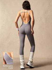 VARSIVA Women's Backless Fitted Sports Jumpsuit - Multicolor - View 2