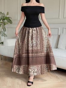 DAZY Bộ đồ nữ mùa hè gồm áo và chân váy cổ rộng, kiểu dáng trễ vai, thích hợp mặc mùa hè. - màu đen - Xem 4