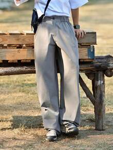 DAZY Men's Spring Outdoor Woven Fabric Elastic Waist Pants, Grey - Grey - View 1