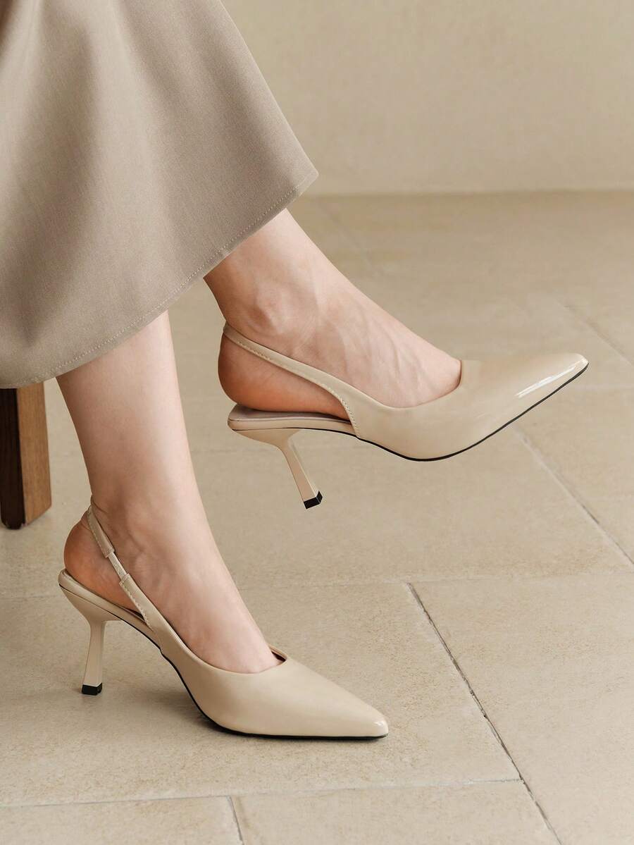 Women's Pointed Toe Kitten Heel Slip-On Sandals