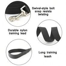 1PC Extra Long Pet Leash, Polyester Dog Training Leash, 5.9-50 Feet, For Obedience, Play, Camping And Backyard Exercise - Suitable For All Dog Breeds - Allows Dogs More Activity Range - Black - View 3