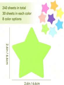 8 paquetes de notas adhesivas con forma de estrella, 8 colores brillantes, 30 hojas por bloque, blocs de notas autoadhesivos para uso escolar, oficina y planificador diario - Multicolor - Ver 6
