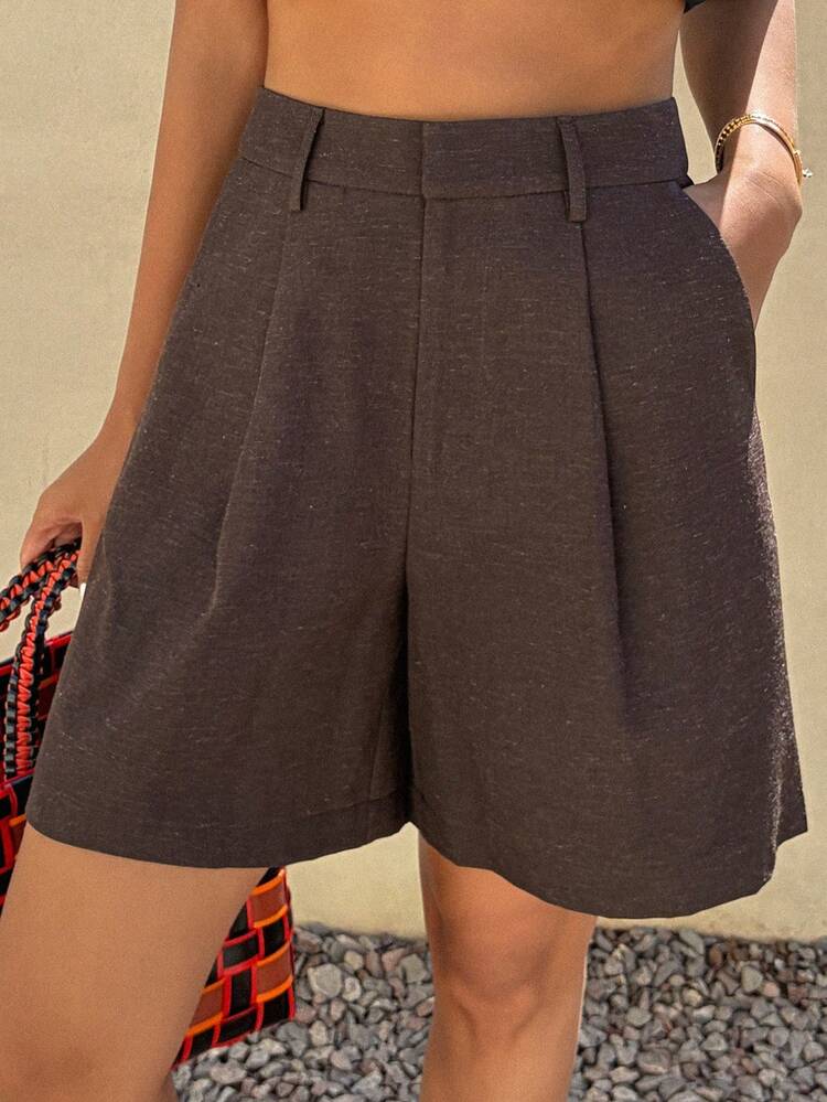 Women's Solid Color Straight Leg Casual Bermuda Shorts, Summer