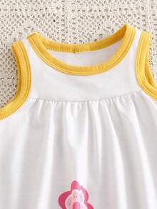 SHEIN Playful Pals Baby Girls' Cute Bee Animal Element Sleeveless Dress, Fashion New Style For Spring & Summer - Multicolor - View 5