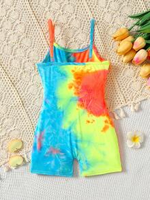 Young Girl Casual Daily Street Tie-Dye Jumpsuit - Multicolor - View 6