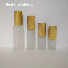 1PC Frosted Glass Empty Jar Pot Spray Bottle Cosmetic Lotion Containers Wood Grain Lid Travel Refillable Bottles, Perfume Bottle - Multicolor - View 15