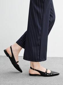 CUCCOO BIZCHIC European And American Closed Toe Sandals Women's Summer Wear 2026 New Temperament Sexy Pointed Toe Slingback Flats Spring Shoes - Black - View 4