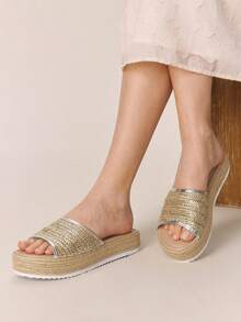 Giày sandal đế xuồng Styleloop dành cho nữ, màu trơn, chất liệu vải dệt, kiểu dáng thường ngày, đế dày, quai ngang mắt cá chân, phong cách Bohemian cổ điển, kiểu phương Tây, thích hợp cho các lễ hội âm nhạc, tiệc tùng, kỳ nghỉ, và du lịch. - Nhiều màu - Xem 6