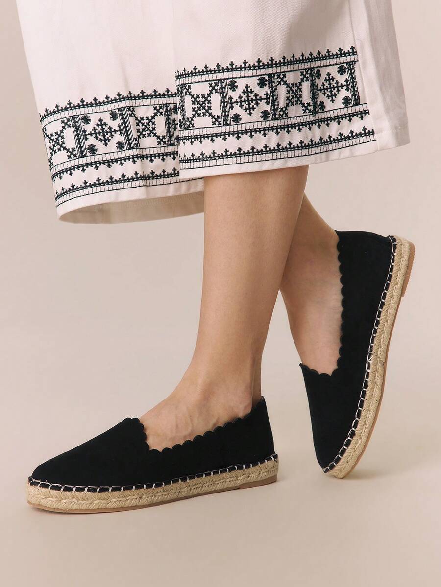 Styleloop 女士平底乐福鞋，休闲度假平底乐福鞋，编织材质，复古美式风格，波西米亚风，西部靴，科切拉音乐节，派对装扮 - 咖啡棕 - 查看 1