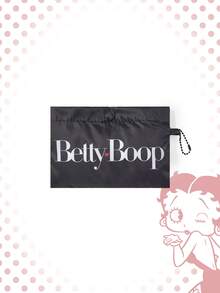 Betty Boop x SHEIN 时尚学院徽章图案防水大容量手提袋 - 白底愛心粉 - 查看 3