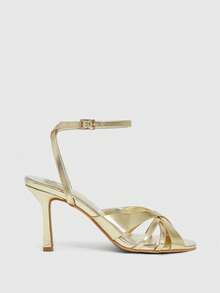 CUCCOO SZL Giày sandal cao gót quai ngang hình bướm đính pha lê trắng, kiểu dáng thanh lịch, phù hợp cho các dịp tiệc tùng, hẹn hò, đám cưới dành cho nữ. - Vàng nhạt PU - Xem 3