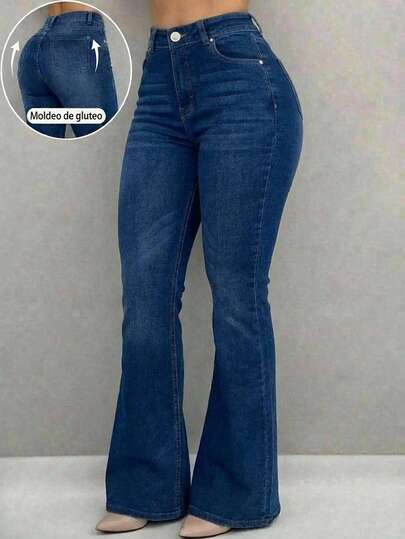 Pantalón De Mezclilla Stretch Para Mujer Corte Campana