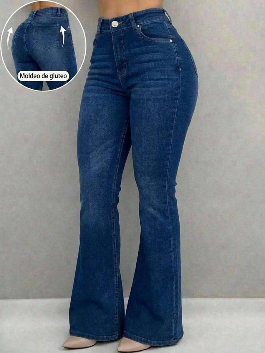 Stretch Jeans For Women Flare Cut - Dark Wash - View 1