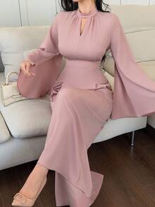 DAZY 女士宽松束腰长款连体裤 - 粉色 - 查看 5