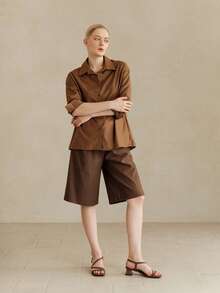 女士棕色系带高跟凉鞋，简约优雅时尚休闲女士凉鞋 - 棕色 - 查看 5