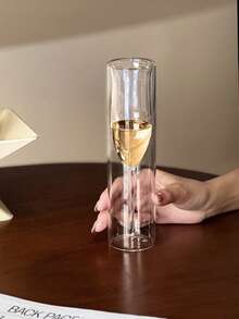 1 chiếc cốc thủy tinh kiểu Pháp sáng tạo, cốc thủy tinh hai lớp trong suốt có chân đế, cốc cà phê và đồ uống bằng thủy tinh với cảm giác cao cấp. - Trong sáng - Xem 5