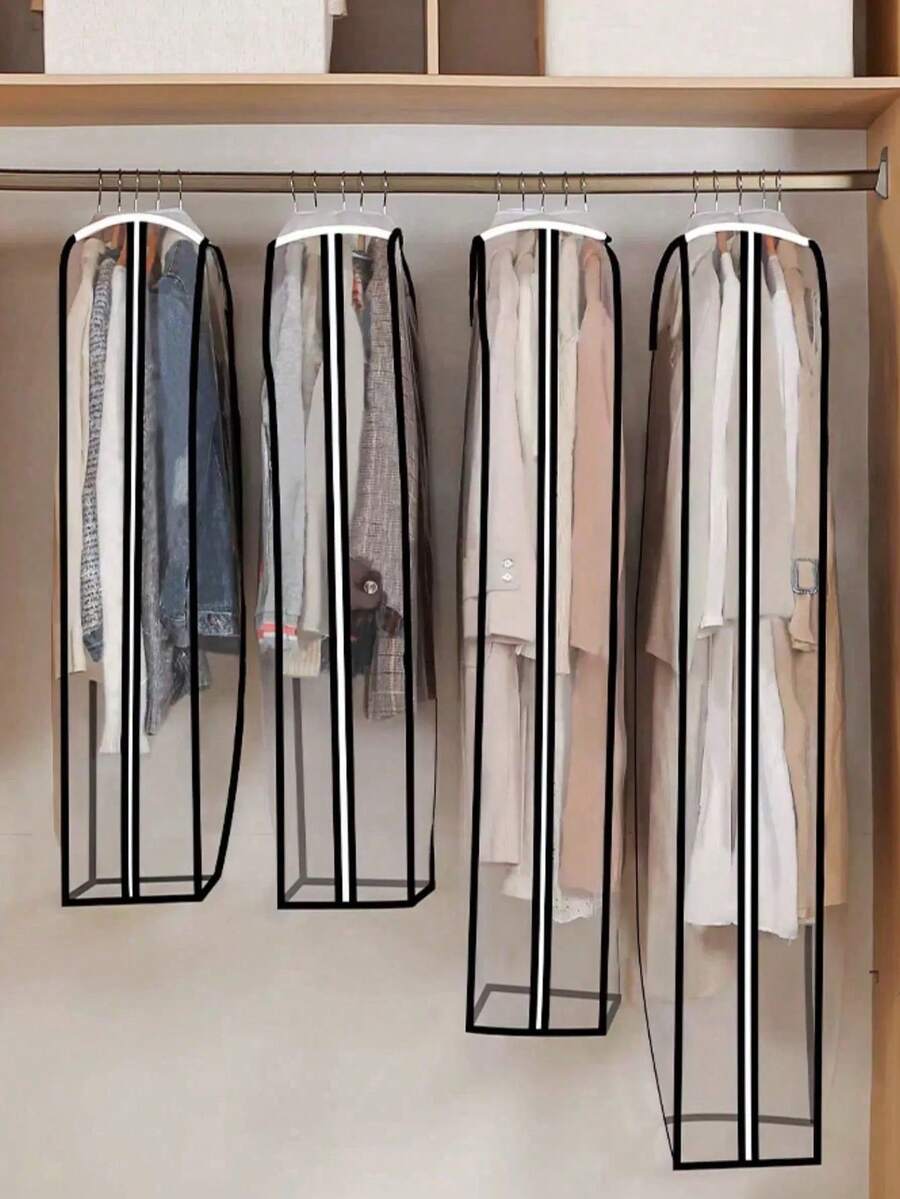 Bolsa de ropa transpirable de cobertura total, funda para vestidos, bolsa a prueba de polvo para ropa, abrigos, trajes, almacenamiento de armario - transparente - Ver 1