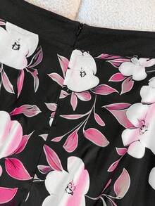 Franclia Women's Elegant Peter Pan Collar Short Sleeve Blouse & Printed Skirt 2 Pieces Set - Pink - View 7