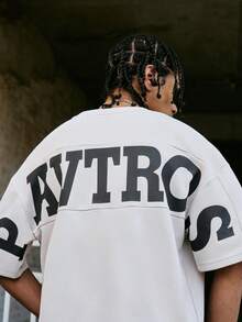 PAVTROS Conjunto de camisetas personalizadas con estampado de patchwork para hombre - Caqui - Ver 4