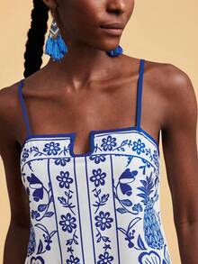 Travachic Women's Casual Palm Tree Print Sleeveless Cover-Up Dress - Multicolor - View 8