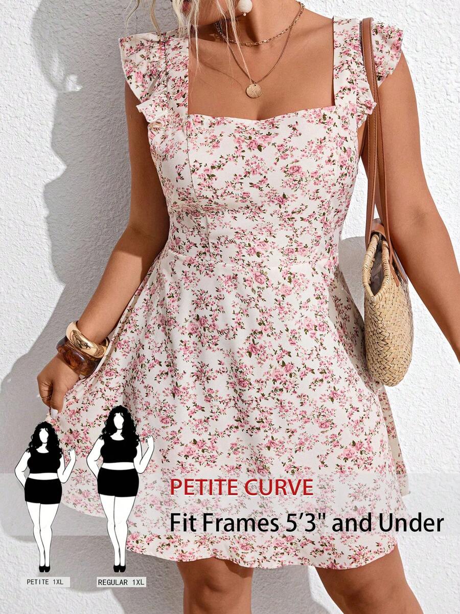 SHEIN PETITE CURVE Plus Size Women's White Summer Boho Picnic Holiday ...