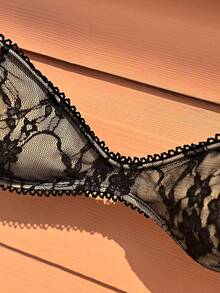 Swim Mod New Black Lace Sexy Women's Bikini Set, Adjustable Straps, Suitable For Beach, Vacation, Date - Black - View 3