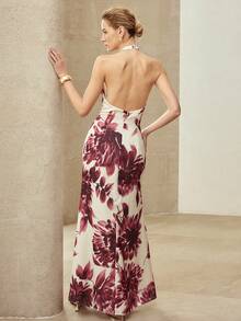 MOTF PREMIUM ELEGANT BACKLESS DRESS, MINIMALIST DESIGN, SPRING/SUMMER - Burgundy - View 3