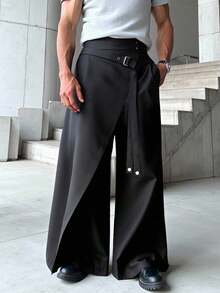 Manfinity Roghcode 男士纯色休闲裤 宽松黑色裤子 男士阔腿裤 超大码裤子 宽松男士阔腿裤 宽松裤 Sumwon Old Money，适合日常休闲、周末旅行、户外活动、探险旅行、轻松的工作环境或半正式场合，也是送给男友/丈夫、周年纪念/生日、派对、圣诞节、新年、婚礼的理想礼物。 - 黑色 - 查看 8