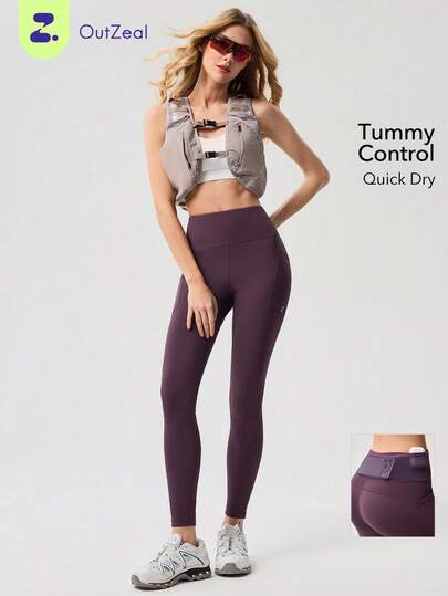 OutZeal Women Outdoor Leggings Daily Casual Quick Drying Tummy Control High Waistband With Pocket