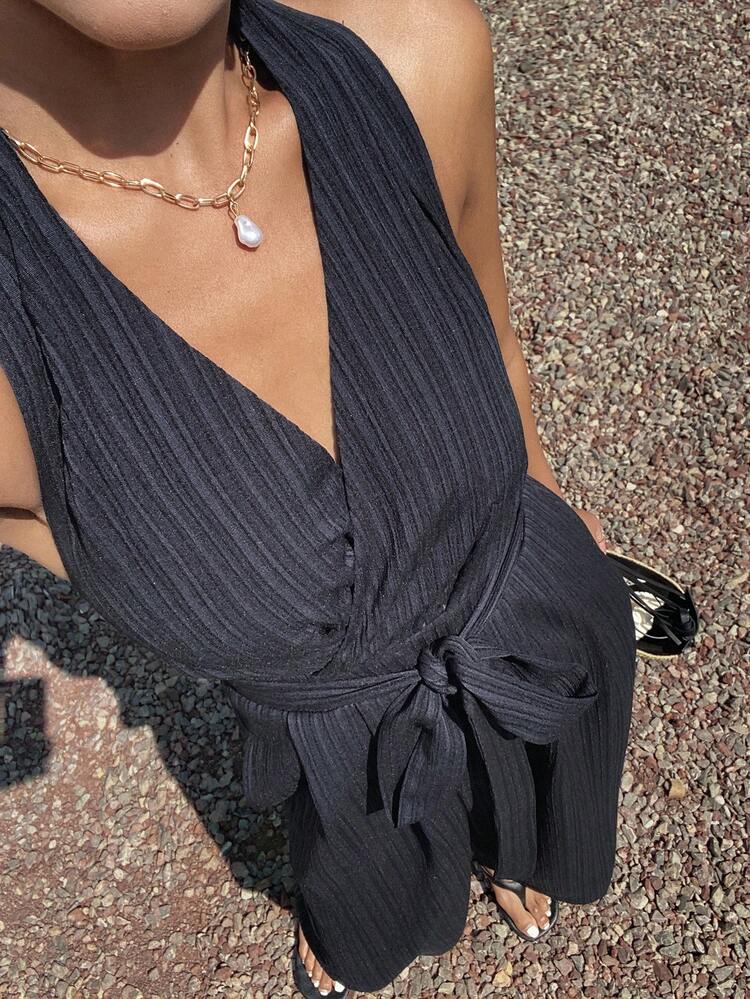 Women's Textured Casual Jumpsuit, Suitable For Spring And Summer Lounge Sets For Women