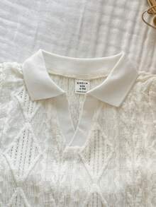 SHEIN Vintaside Kids طقم ملابس علوية كاجوال قصير الأكمام مع شورت جينز مغسول مناسب للاستخدام اليومي والتخييم العائلي والتسوق والتناول، مصمم بسيط مناسب للأطفال الصغار - لون مشمشي - مشاهدة 5