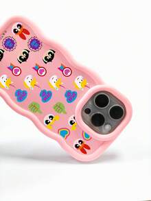 THE POWERPUFF GIRLS X SHEIN Ốp điện thoại silicon màu hồng lượn sóng hình Powerpuff Girls, bảo vệ ống kính, chống sốc, phụ kiện hoạt hình dễ thương dùng hàng ngày, tương thích với ốp điện thoại iPhone & Galaxy, ốp lưng, tương thích với iPhone 16/iPhone 17/iPhone 17 Pro Max/iPhone 12 Pro, tương thích với ốp điện thoại iPhone 17 Pro, phụ kiện điện thoại, ốp Galaxy S25 Ultra, ốp điện thoại dễ thương, ốp Galaxy S24 Ultra - Hồng - Xem 7