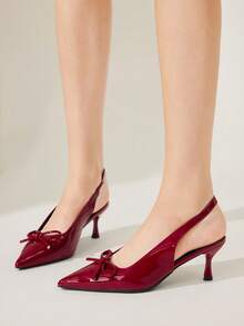 CUCCOO CHICEST Women's Fashionable Black Bow-Knot Pointed Toe Stilettos, Suitable For Commuting, Dating, Party Spring Shoes Spring Break Easter Prom Heels Wedding Shoes Spring Shoes Bride Shoes - Red - View 4