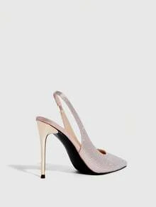 CUCCOO SZL 春秋新款玫瑰金镶钻尖头镀金高跟时尚派对性感前卫优雅女士高跟鞋 - 玫瑰金 - 查看 4